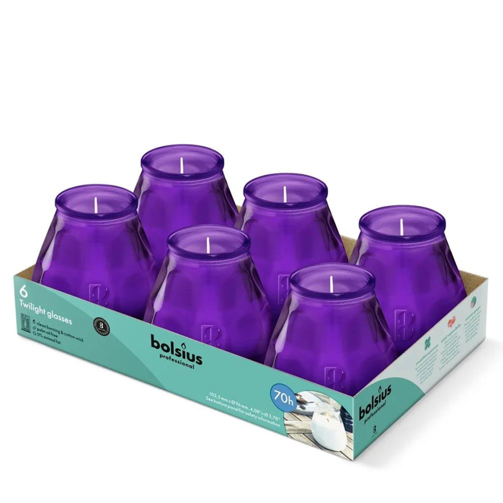 Bolsius Purple Professional Twilight Patio Candles (Pack of 6) £16.64